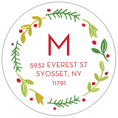 Berry Leaf Garland Round Address Labels